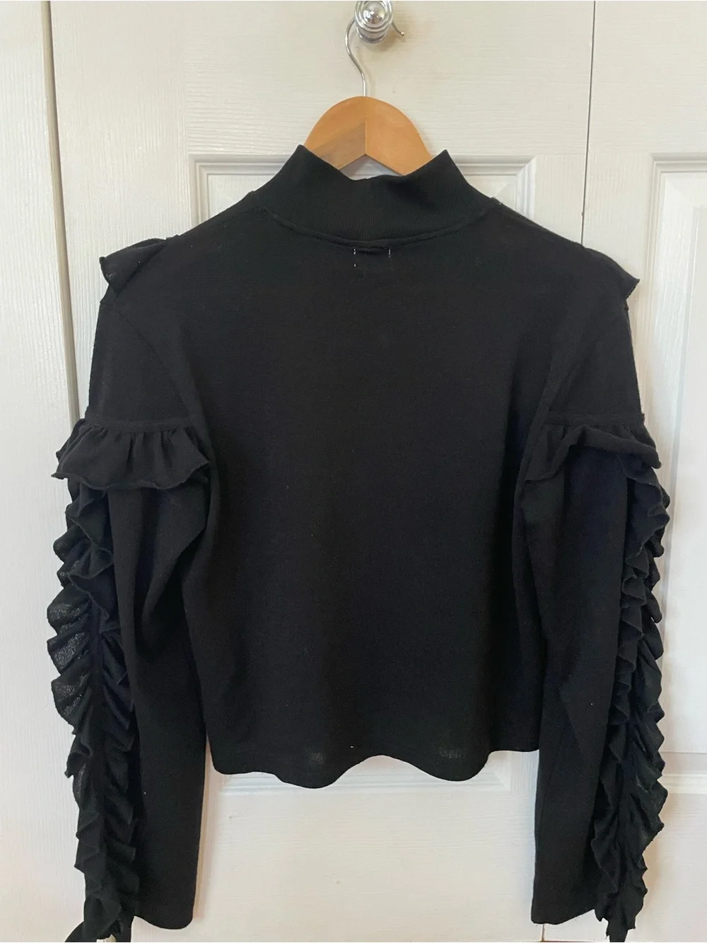 Girls' Black Ruffle Mock Neck Top